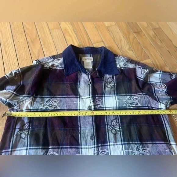 bobbie brooks button up shirt Women’s 18/20 Embroidered Leaves Dark Academia - Picture 4 of 7